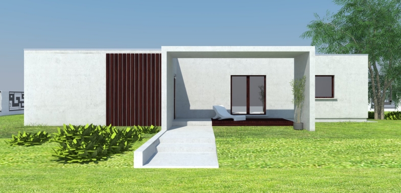 Dom nowoczesny - wizualizacja tył- projekt - Eco-en.